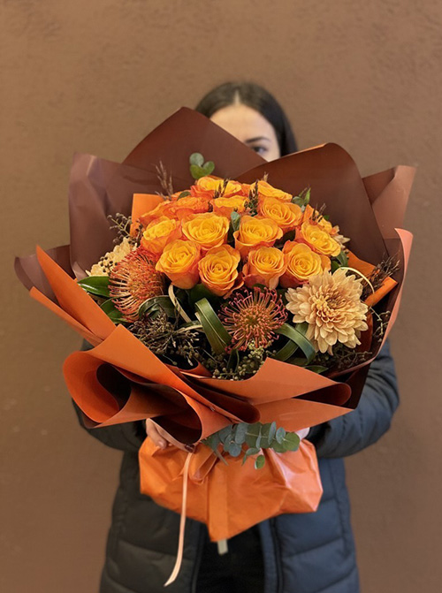 Orange Rose Çiçek Buketi